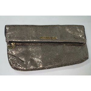 Victorias Secret Gold Glitter Bling Holiday Fold-Over Evening Bag Clutch Purse
